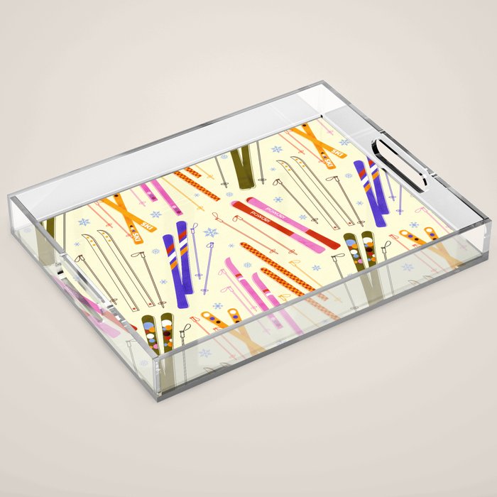 Colorful Winter Skiing Design Acrylic Tray Gallery Image 1
