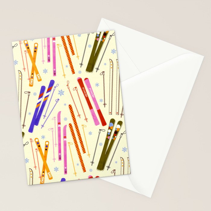 Colorful Winter Skiing Design Stationery Card Gallery Image 2