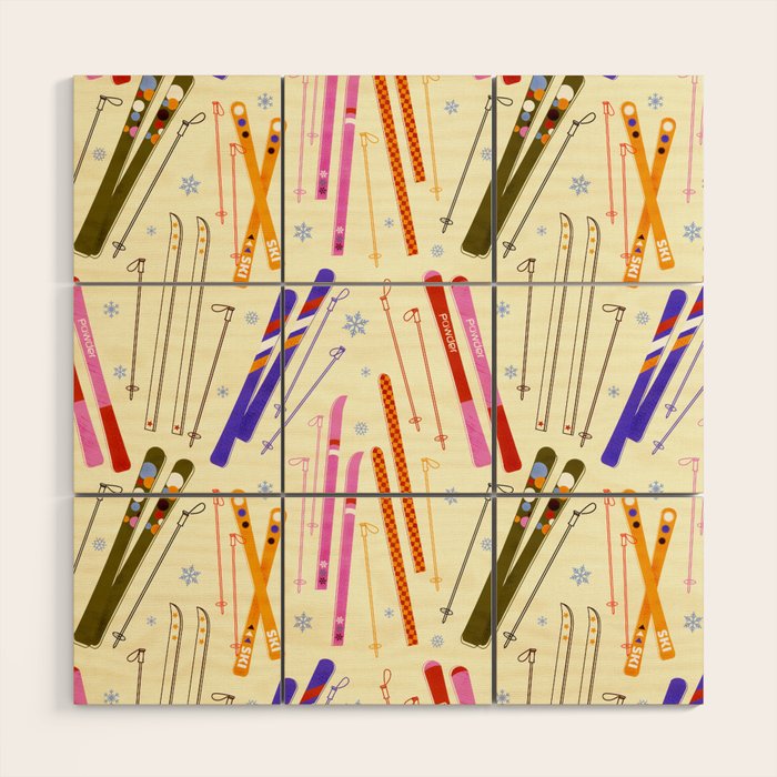 Colorful Winter Skiing Design Wood Wall Art Gallery Image 1
