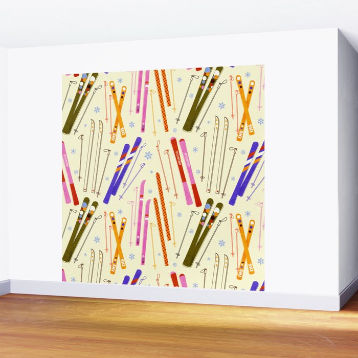 Colorful Winter Skiing Design Wall Mural Gallery Image 2