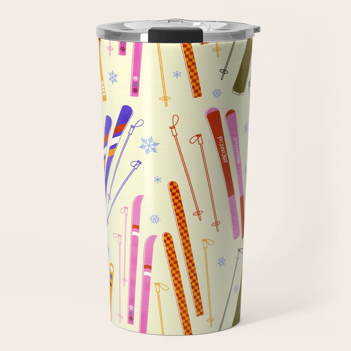Colorful Winter Skiing Design Travel Mug Gallery Image 1