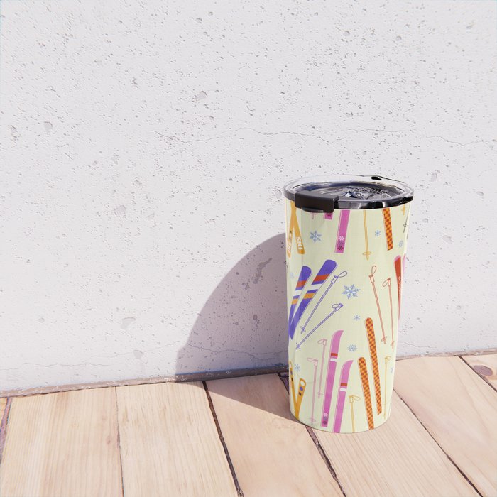 Colorful Winter Skiing Design Travel Mug Gallery Image 4