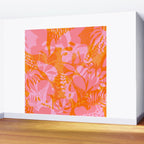 Tropical Jungle Pattern - Orange & pink Wall Mural Gallery Image 2