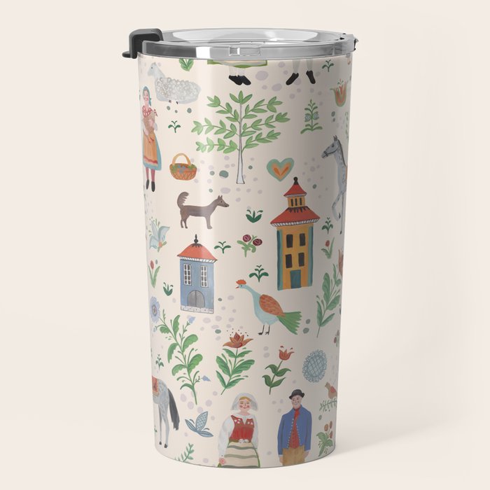 Swedish Folk Art Travel Mug Gallery Image 3