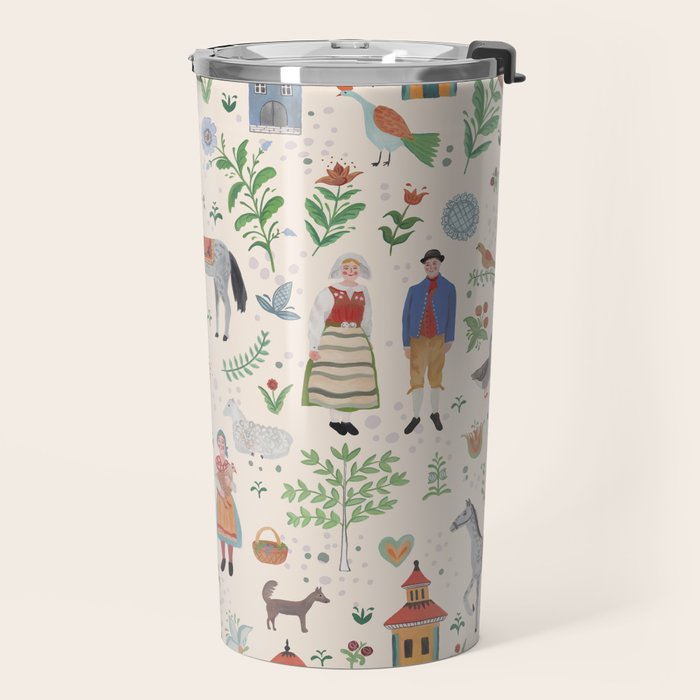 Swedish Folk Art Travel Mug Gallery Image 2