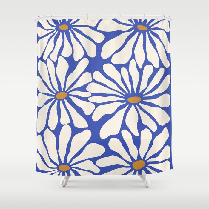 Sunny Floral Blue Shower Curtain Gallery Image 1