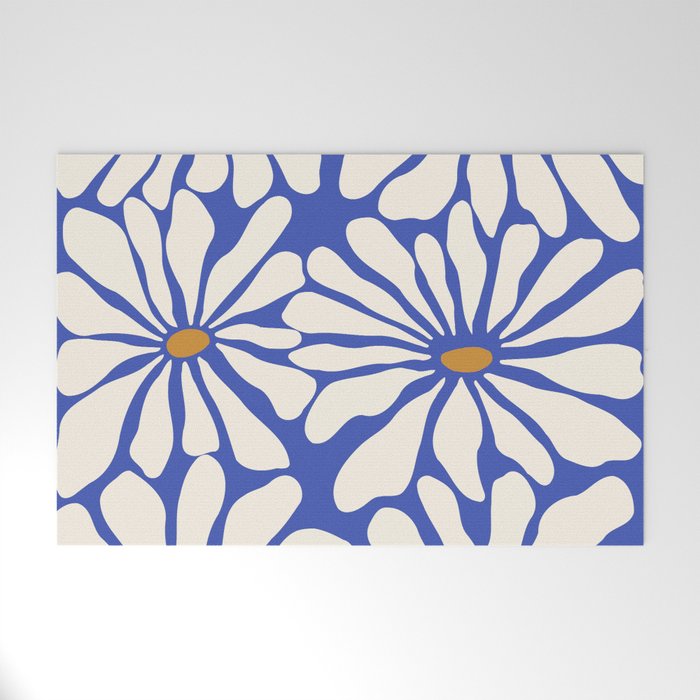 Sunny Floral Blue Welcome Mat Gallery Image 1
