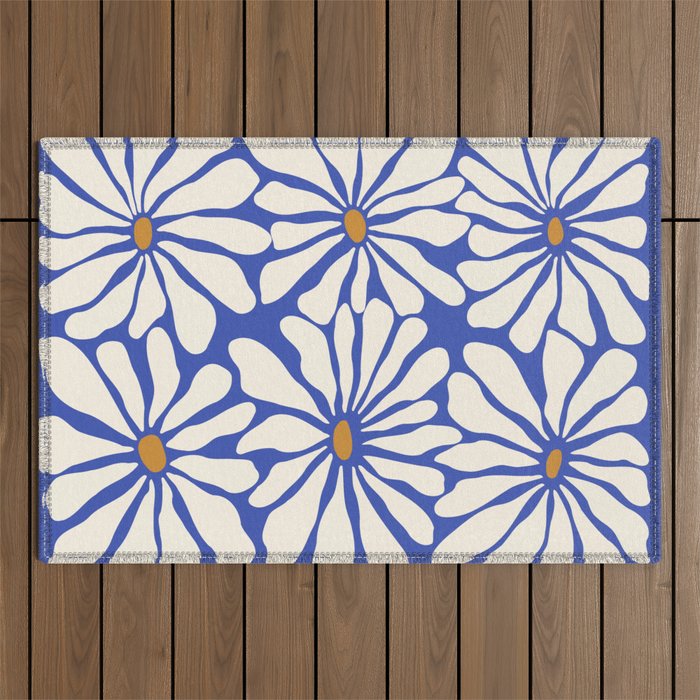 Sunny Floral Blue Outdoor Rug Gallery Image 1