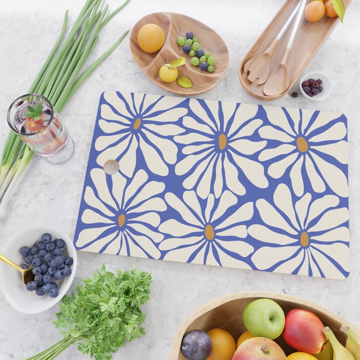 Sunny Floral Blue Cutting Board Gallery Image 2