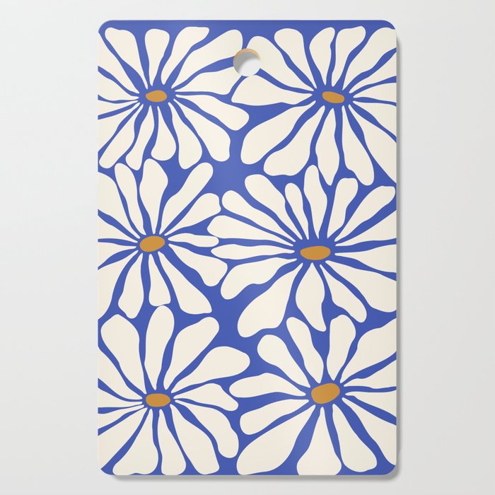 Sunny Floral Blue Cutting Board Gallery Image 1