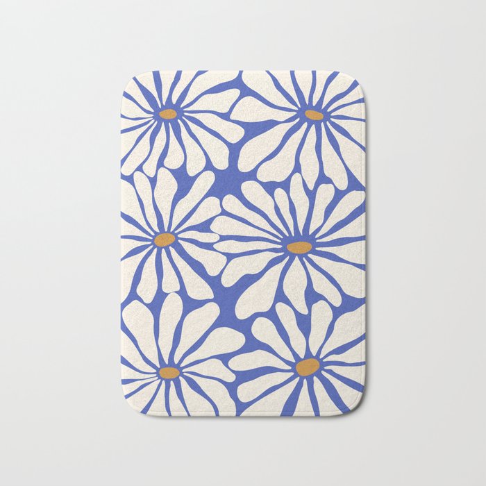 Sunny Floral Blue Bath Mat Gallery Image 1