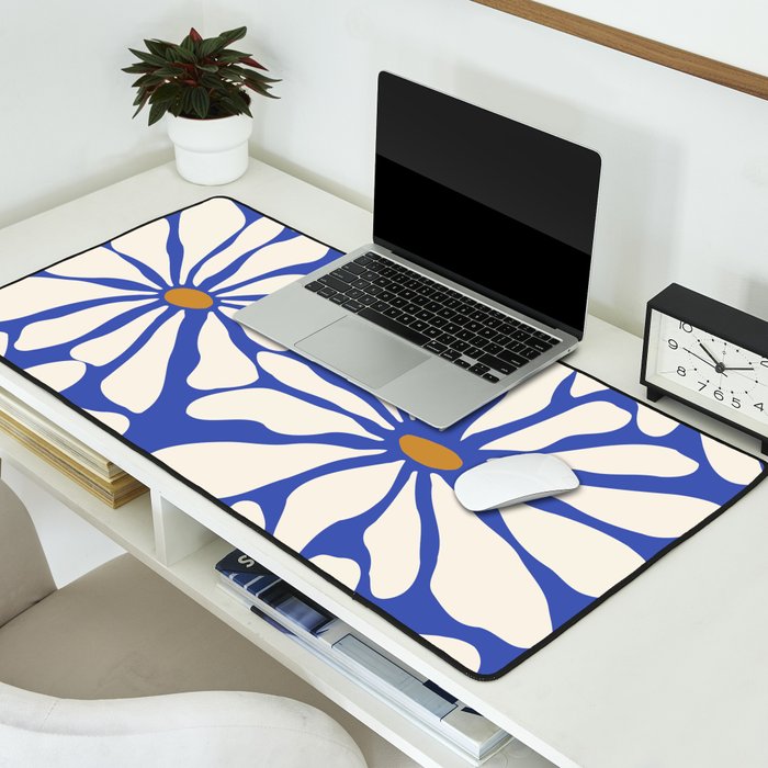 Sunny Floral Blue Desk Mat Gallery Image 2