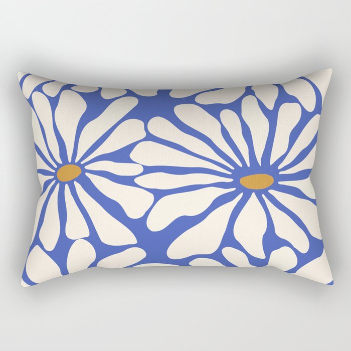 Sunny Floral Blue Rectangular Pillow Gallery Image 2