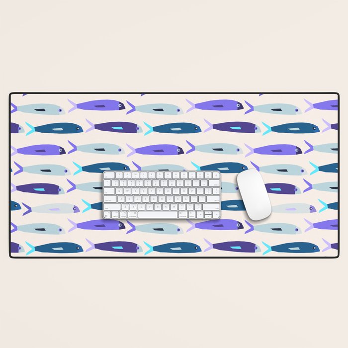 Blue Sardines Pattern Desk Mat Gallery Image 1