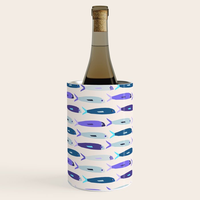 Blue Sardines Pattern Wine Chiller Gallery Image 1
