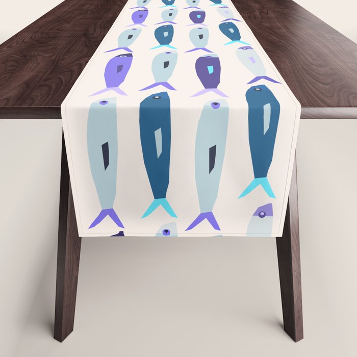 Blue Sardines Pattern Table Runner Gallery Image 1