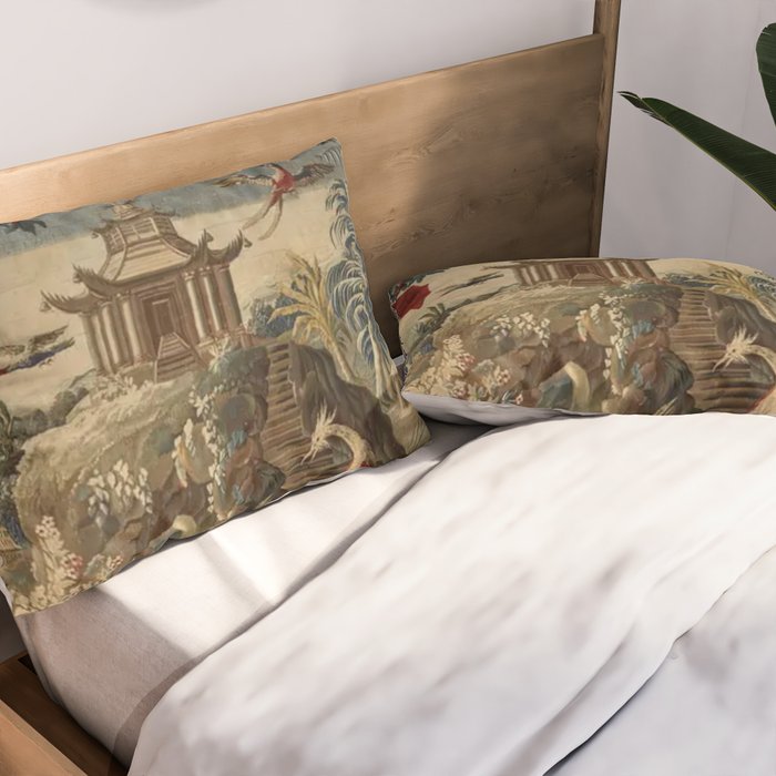 Antique 18th Century Chinoiserie French Gobelin Tapestry Pillow Sham Gallery Image 2