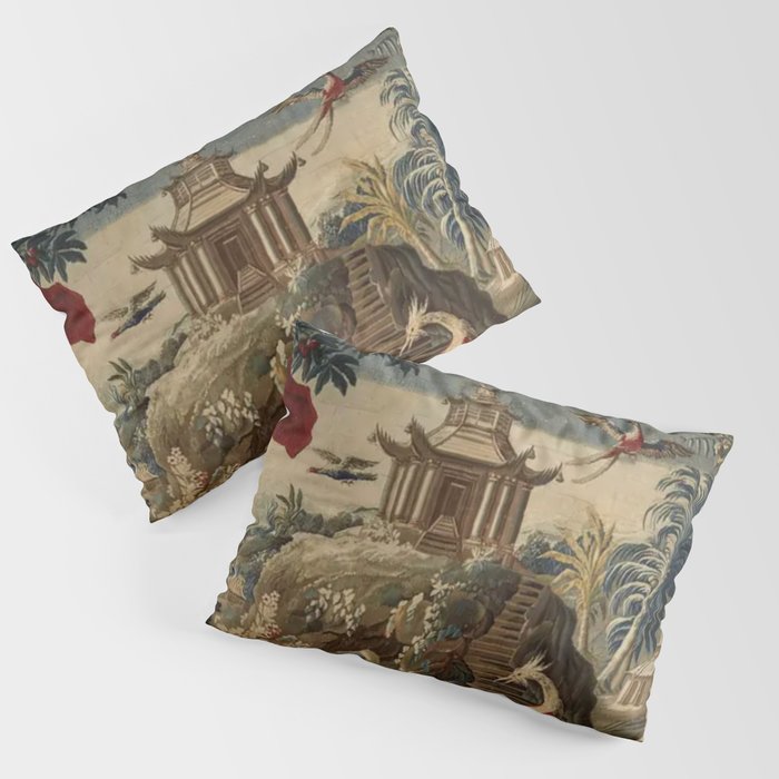 Antique 18th Century Chinoiserie French Gobelin Tapestry Pillow Sham Gallery Image 1