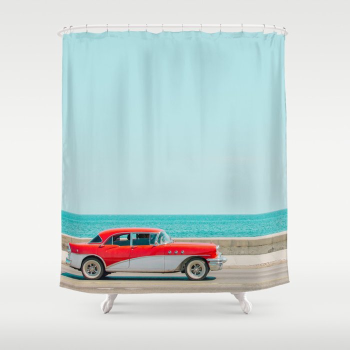 Ocean Drive - Havana Cuba Travel Photography Shower Curtain Gallery Image 1