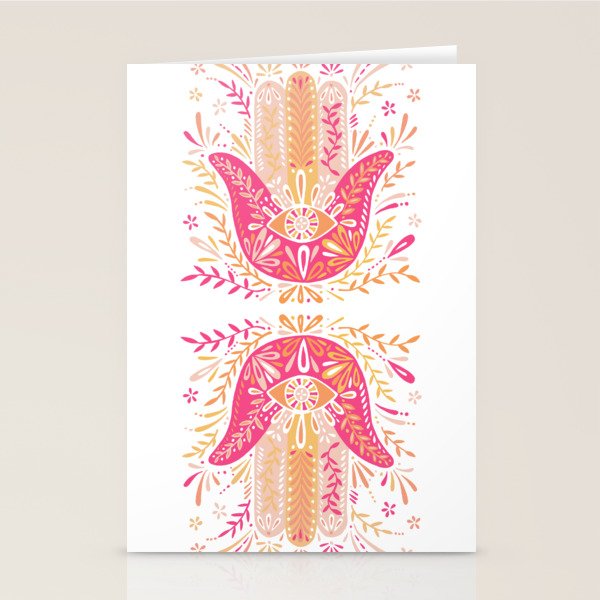 Hamsa Hand â Pink & Peach Palette Stationery Card Gallery Image 1