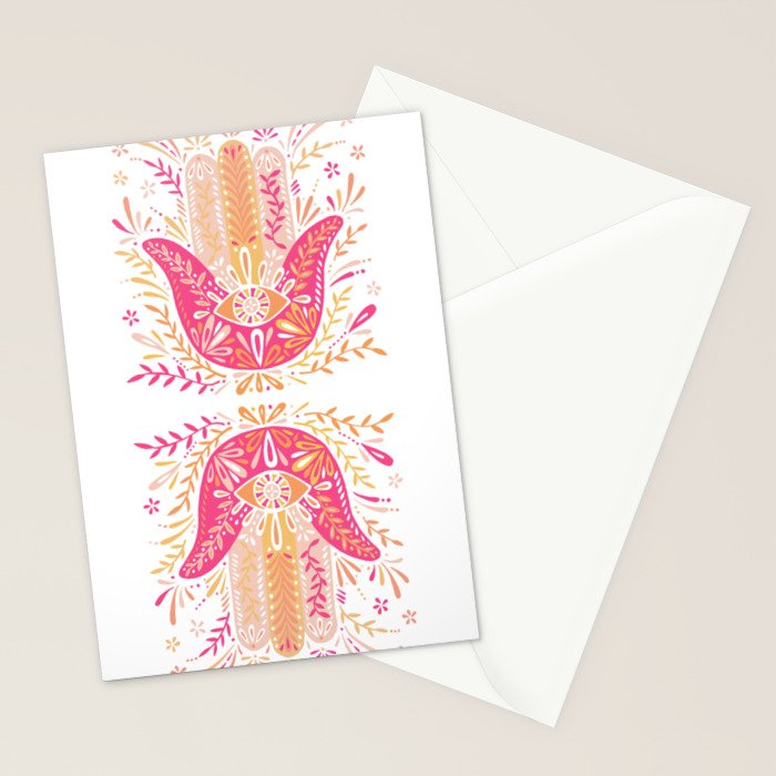Hamsa Hand â Pink & Peach Palette Stationery Card Gallery Image 2