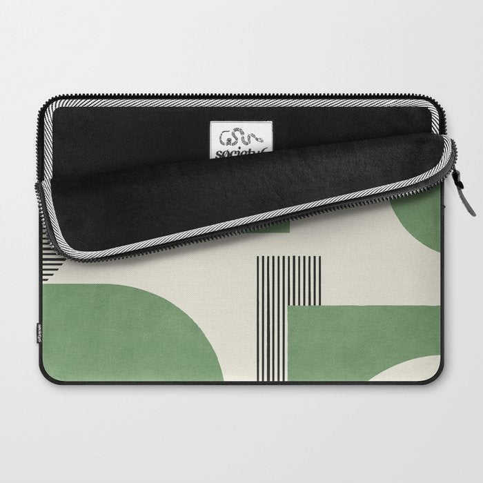 Abstract Lines Composition - Green Laptop Sleeve Gallery Image 2
