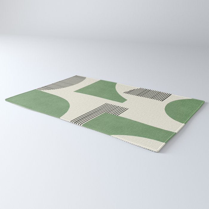 Abstract Lines Composition - Green Rug Gallery Image 3