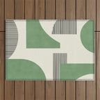 Abstract Lines Composition - Green Outdoor Rug Gallery Image 1