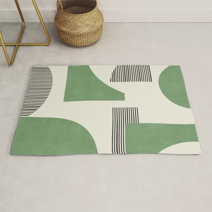 Abstract Lines Composition - Green Rug Gallery Image 1