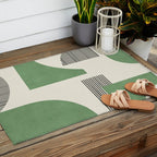 Abstract Lines Composition - Green Outdoor Rug Gallery Image 2
