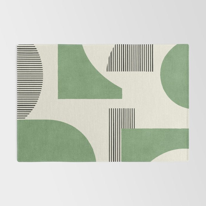 Abstract Lines Composition - Green Rug Gallery Image 2