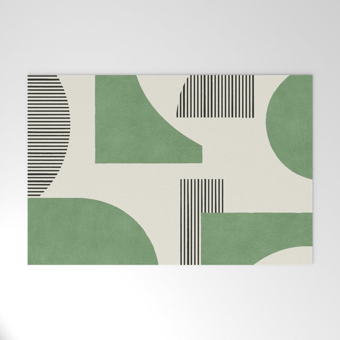 Abstract Lines Composition - Green Welcome Mat Gallery Image 1