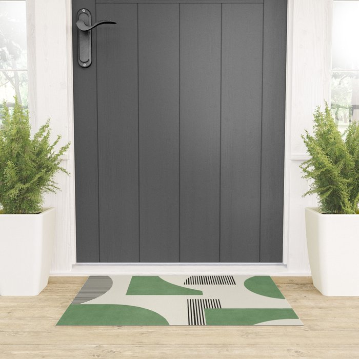 Abstract Lines Composition - Green Welcome Mat Gallery Image 3