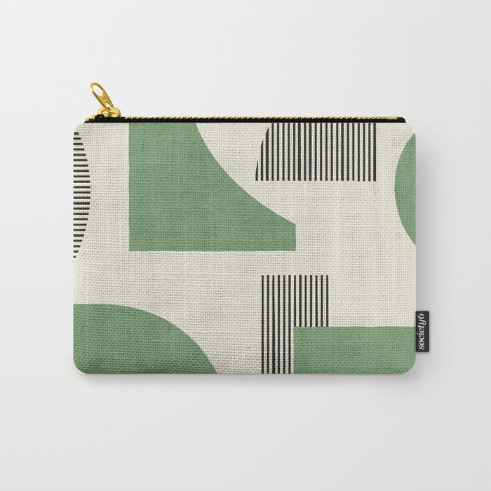 Abstract Lines Composition - Green Carry All Pouch Gallery Image 1