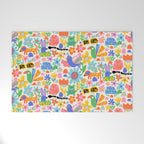 Playful Meadow Cute Animals with Motivational Affirmations - Bright Rainbow Welcome Mat Gallery Image 1
