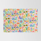 Playful Meadow Cute Animals with Motivational Affirmations - Bright Rainbow Rug Gallery Image 2