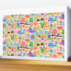 Playful Meadow Cute Animals with Motivational Affirmations - Bright Rainbow Wall Mural Gallery Image 2