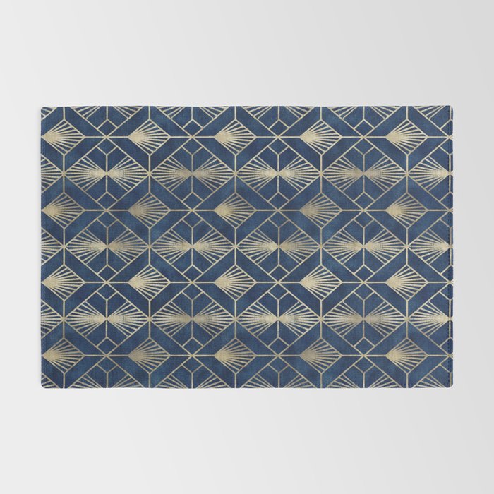 Art Deco Diamonds in Navy and Gold Rug Gallery Image 2
