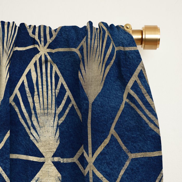 Art Deco Diamonds in Navy and Gold Window Curtain Gallery Image 2