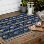 Art Deco Diamonds in Navy and Gold Outdoor Rug Gallery Image 2