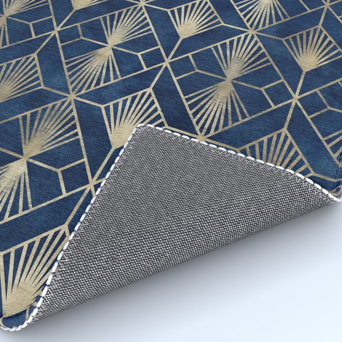 Art Deco Diamonds in Navy and Gold Rug Gallery Image 4