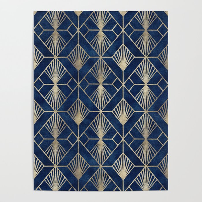 Art Deco Diamonds in Navy and Gold Poster Gallery Image 4