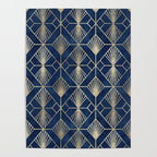 Art Deco Diamonds in Navy and Gold Poster Gallery Image 4