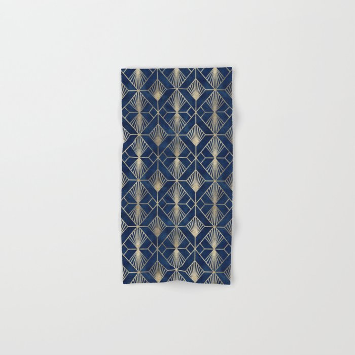 Art Deco Diamonds in Navy and Gold Bath Towel Gallery Image 1