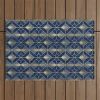 Art Deco Diamonds in Navy and Gold Outdoor Rug Gallery Image 1