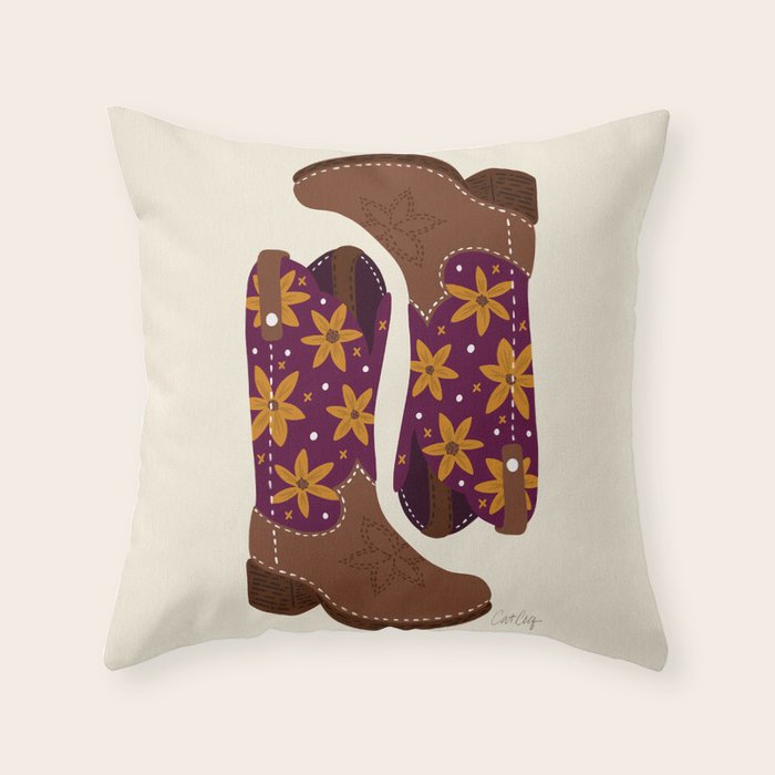 Cowgirl Boots - Fuchsia & Orange Throw Pillow Gallery Image 6