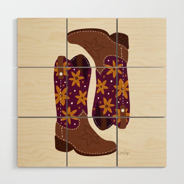 Cowgirl Boots - Fuchsia & Orange Wood Wall Art Gallery Image 1
