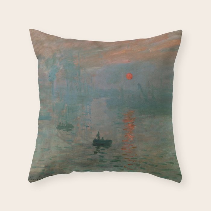 Impression, Sunrise, Claude Monet Throw Pillow Gallery Image 1