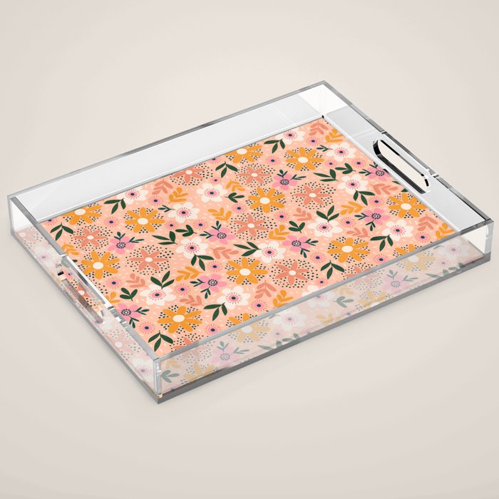 Autumn Floral Pattern Acrylic Tray Gallery Image 1