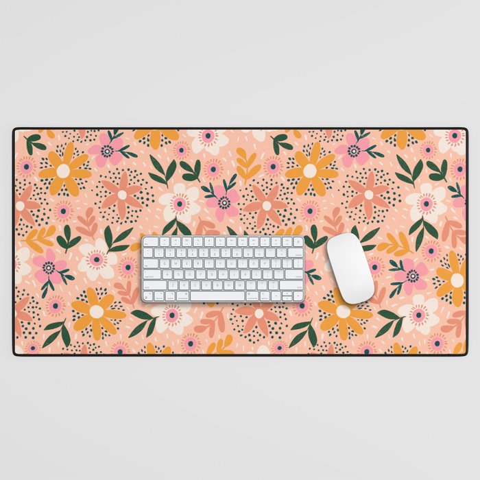 Autumn Floral Pattern Desk Mat Gallery Image 1